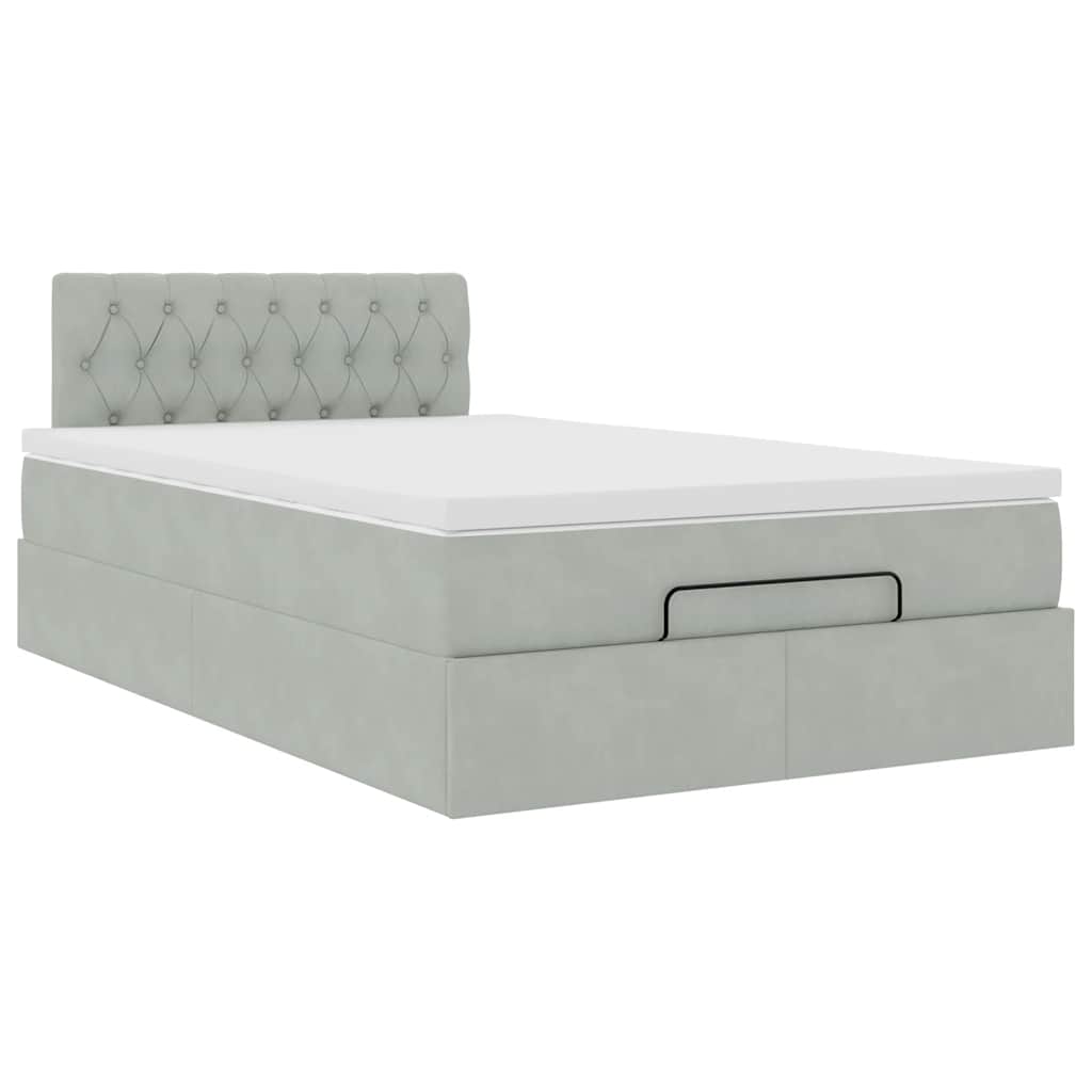 Pouf Letto con Materasso Grigio Chiaro 120x190 cm in Velluto | homemem39