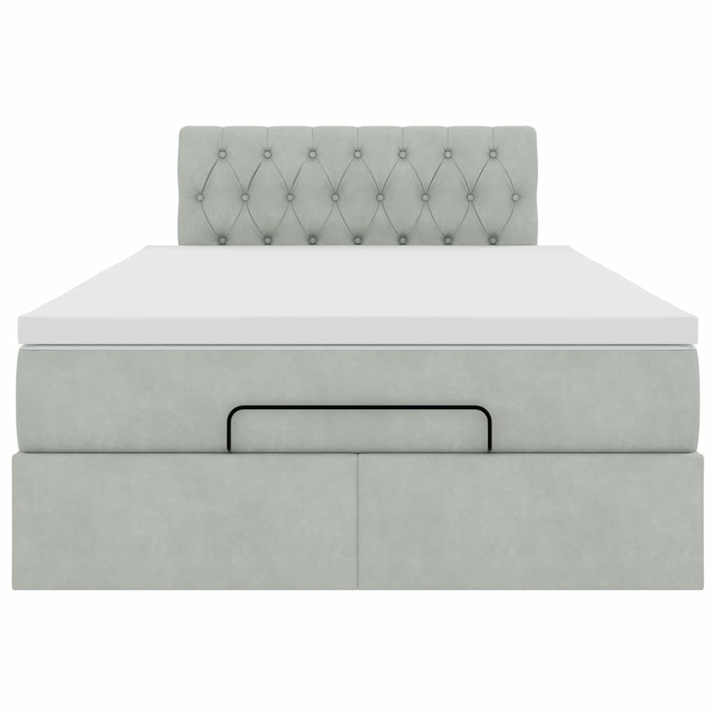 Pouf Letto con Materasso Grigio Chiaro 120x190 cm in Velluto | homemem39