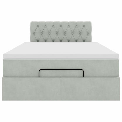 Pouf Letto con Materasso Grigio Chiaro 120x190 cm in Velluto | homemem39