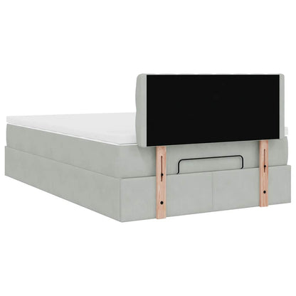 Pouf Letto con Materasso Grigio Chiaro 120x190 cm in Velluto | homemem39