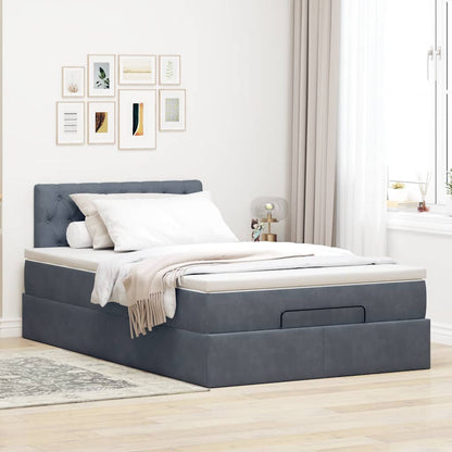 Pouf Letto con Materasso Grigio Scuro 120x190 cm Velluto | homemem39