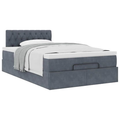 Pouf Letto con Materasso Grigio Scuro 120x190 cm Velluto | homemem39