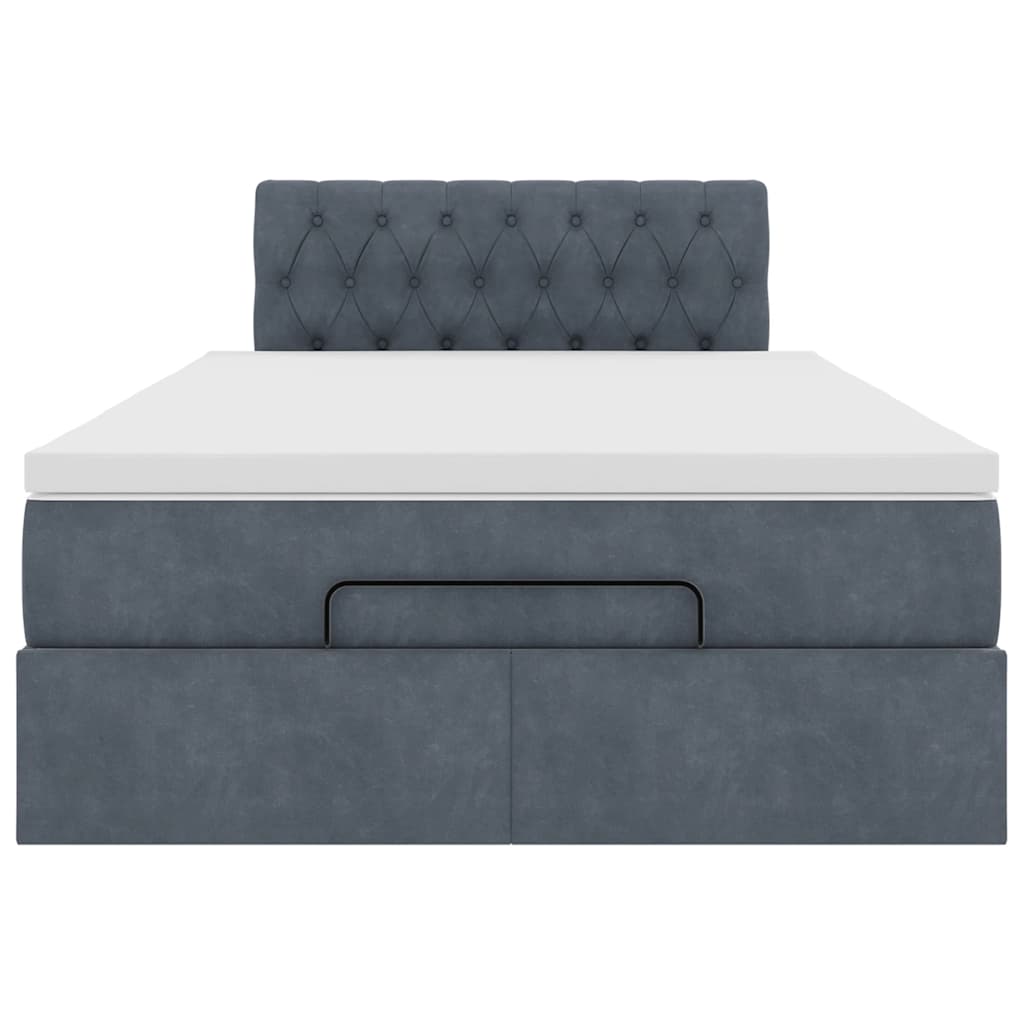 Pouf Letto con Materasso Grigio Scuro 120x190 cm Velluto | homemem39