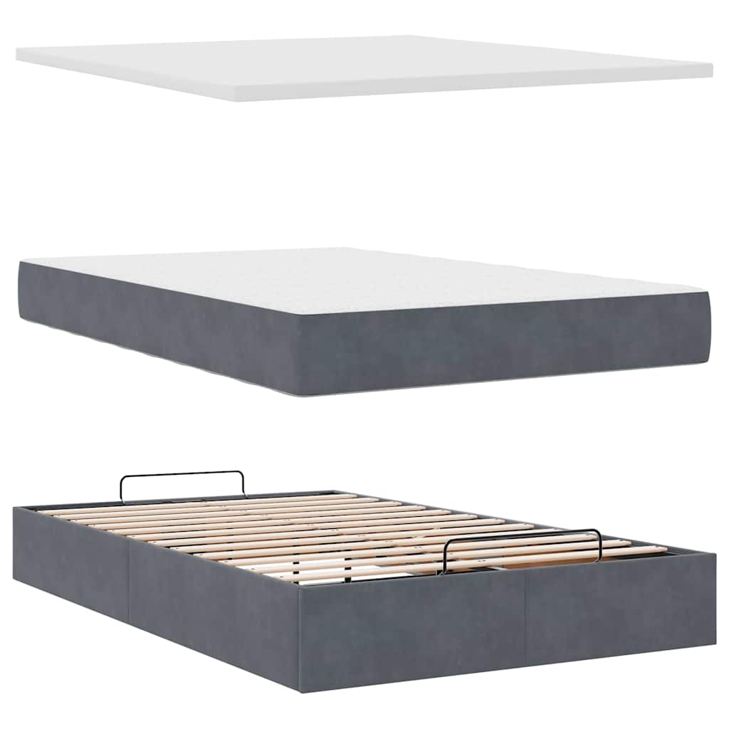 Pouf Letto con Materasso Grigio Scuro 120x190 cm Velluto | homemem39