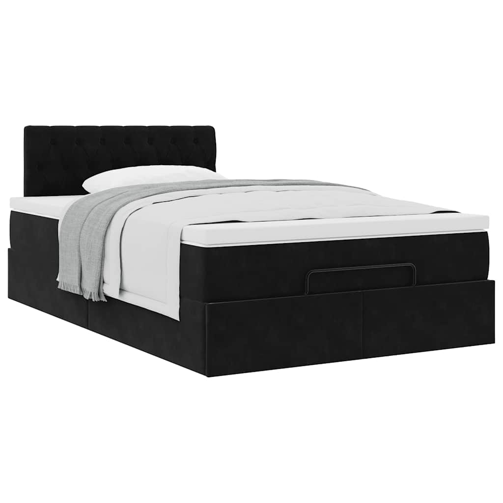 Pouf Letto con Materasso Nero 120x190 cm Velluto | homemem39