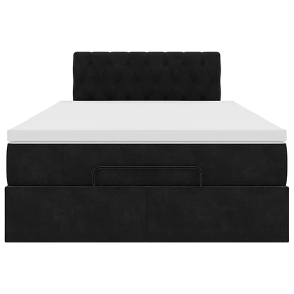 Pouf Letto con Materasso Nero 120x190 cm Velluto | homemem39