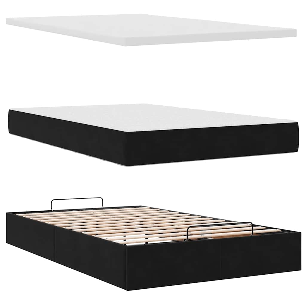 Pouf Letto con Materasso Nero 120x190 cm Velluto | homemem39
