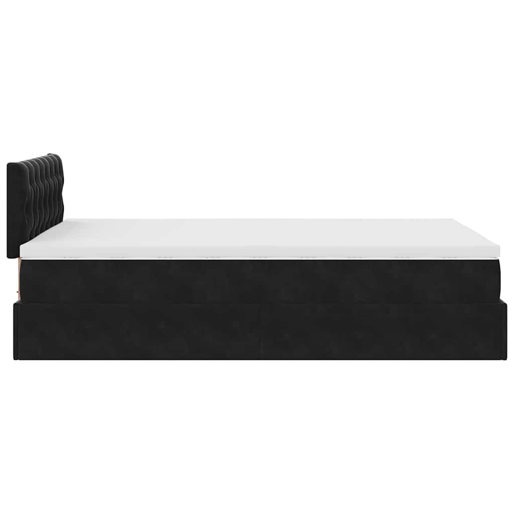 Pouf Letto con Materasso Nero 120x190 cm Velluto | homemem39