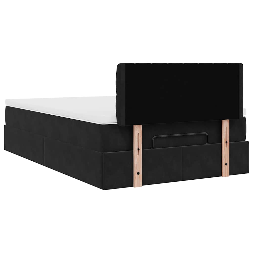 Pouf Letto con Materasso Nero 120x190 cm Velluto | homemem39