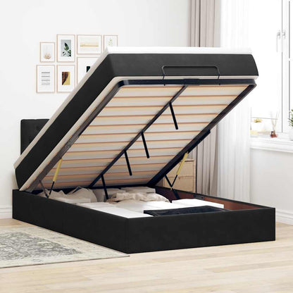 Pouf Letto con Materasso Nero 120x190 cm Velluto | homemem39