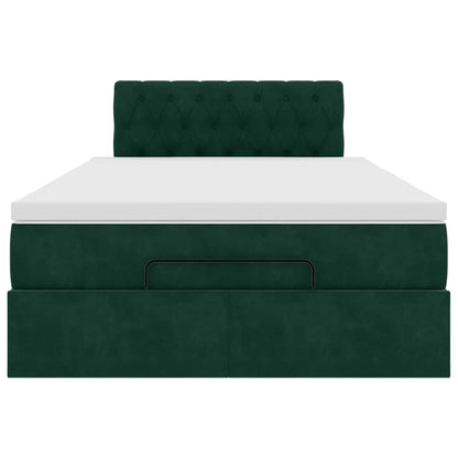 Pouf Letto con Materasso verde scuro 120x190 cm Velluto