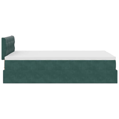 Pouf Letto con Materasso Verde Scuro 120x190 cm Velluto