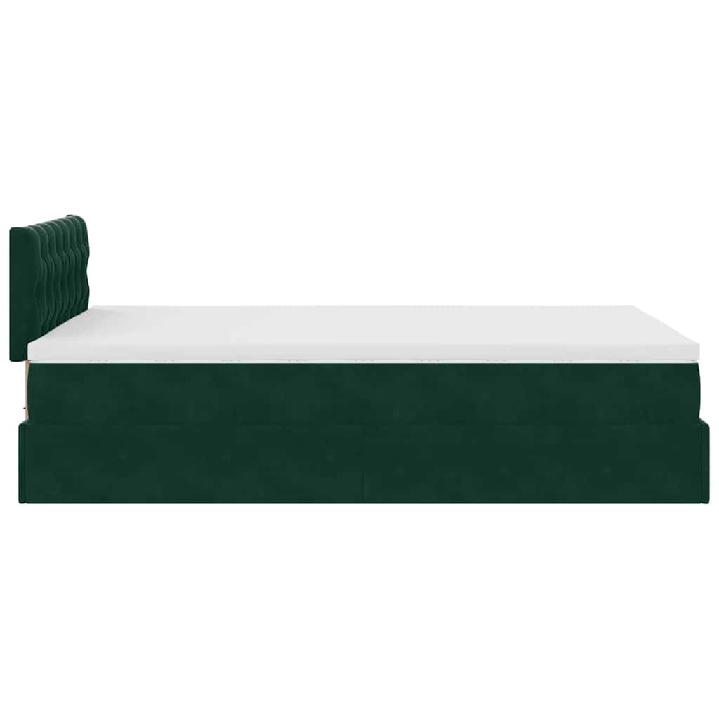 Pouf Letto con Materasso verde scuro 120x190 cm Velluto