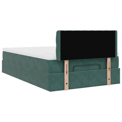 Pouf Letto con Materasso Verde Scuro 120x190 cm Velluto