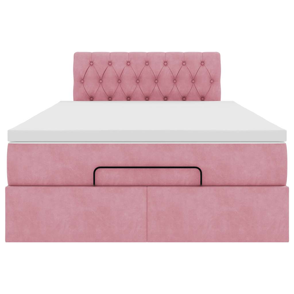 Pouf Letto con Materasso Rosa 120x190 cm Velluto