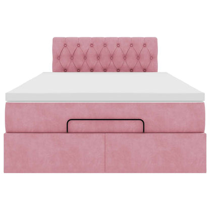 Pouf Letto con Materasso Rosa 120x190 cm Velluto