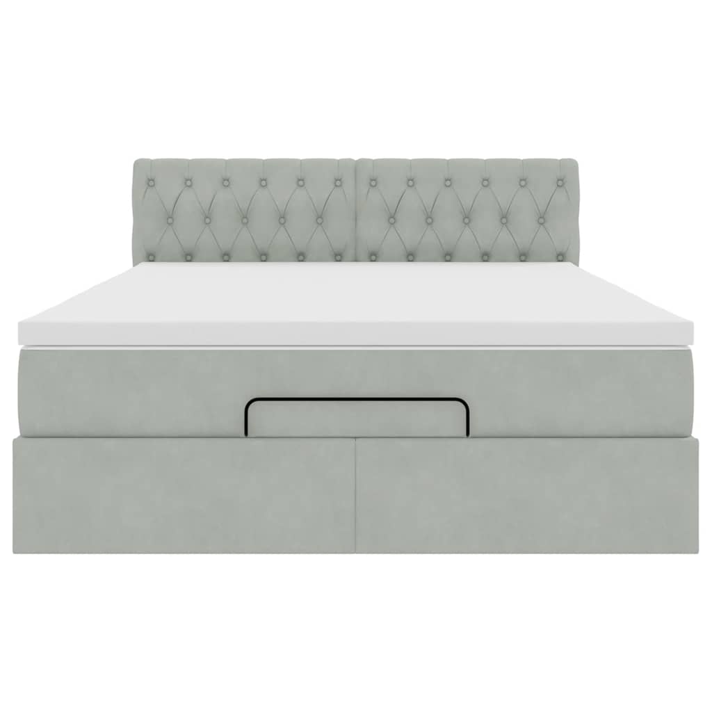 Struttura Letto Pouf con Materasso 140x190 cm Velluto