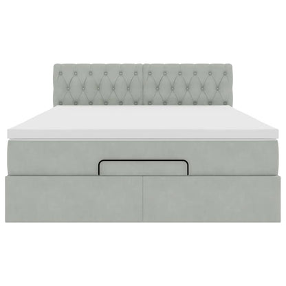 Struttura Letto Pouf con Materasso 140x190 cm Velluto