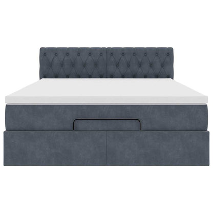 Struttura Letto Pouf con Materasso 140x190 cm Velluto