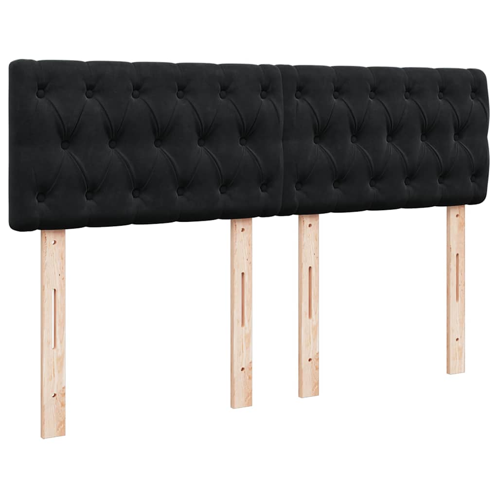 Struttura Letto Pouf con Materasso Nero 140x190 cm in Velluto | homemem39