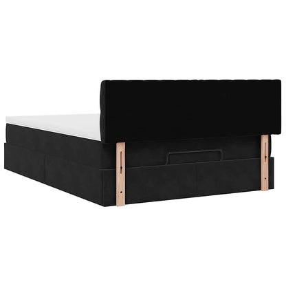 Struttura Letto Pouf con Materasso Nero 140x190 cm in Velluto | homemem39