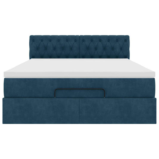 Struttura Letto Pouf con Materasso 140x190 cm in Velluto