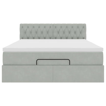 Struttura Letto Pouf con Materasso 140x200 cm in Velluto