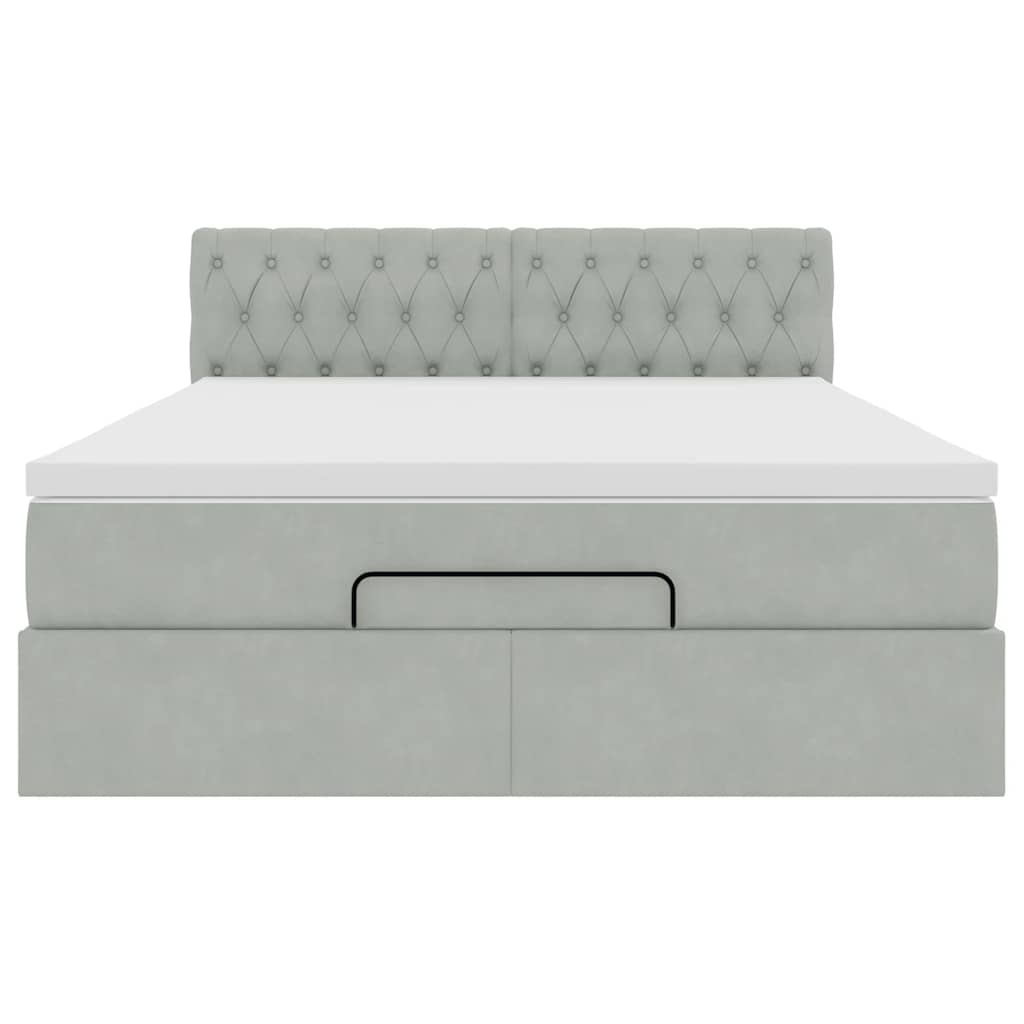 Struttura Letto Pouf con Materasso 140x200 cm in Velluto