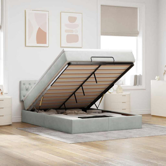 Struttura Letto Pouf con Materasso 140x200 cm in Velluto
