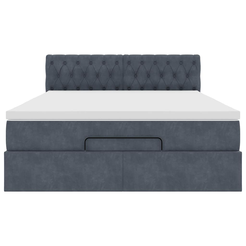 Struttura Letto Pouf con Materasso 140x200 cm in Velluto
