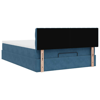 Struttura Letto Pouf con Materasso Blu 140x200cm in Velluto - homemem39