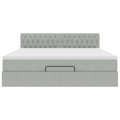 Struttura Letto Pouf con Materasso 160x200 cm in Velluto - homemem39