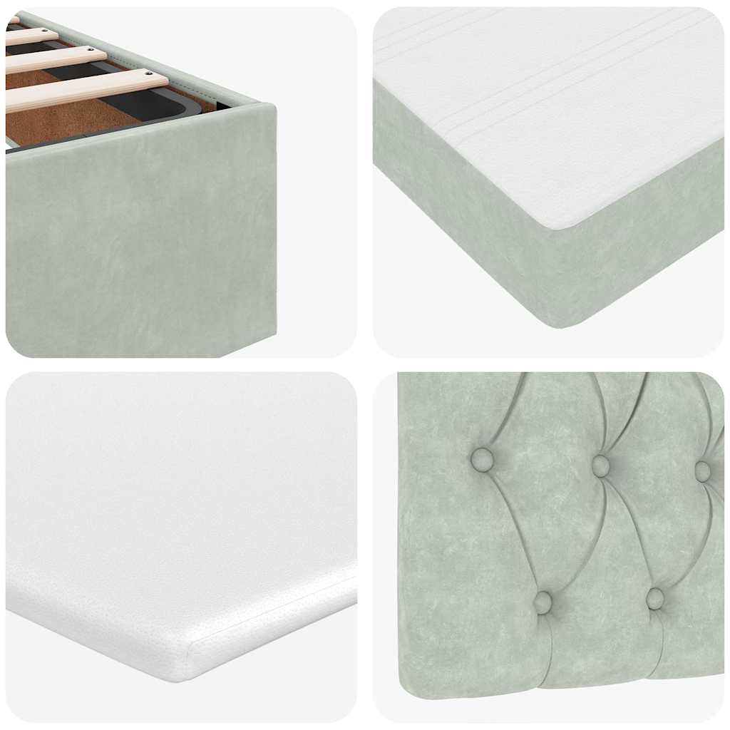 Struttura Letto Pouf con Materasso 180x200 cm in Velluto