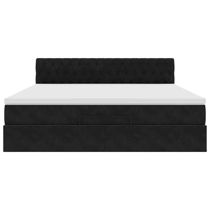 Struttura Letto Pouf con Materasso Nero 180x200 cm in Velluto | homemem39