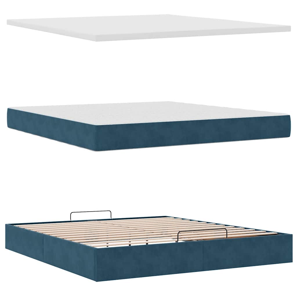 Struttura Letto Pouf con Materasso 180x200 cm in Velluto | homemem39
