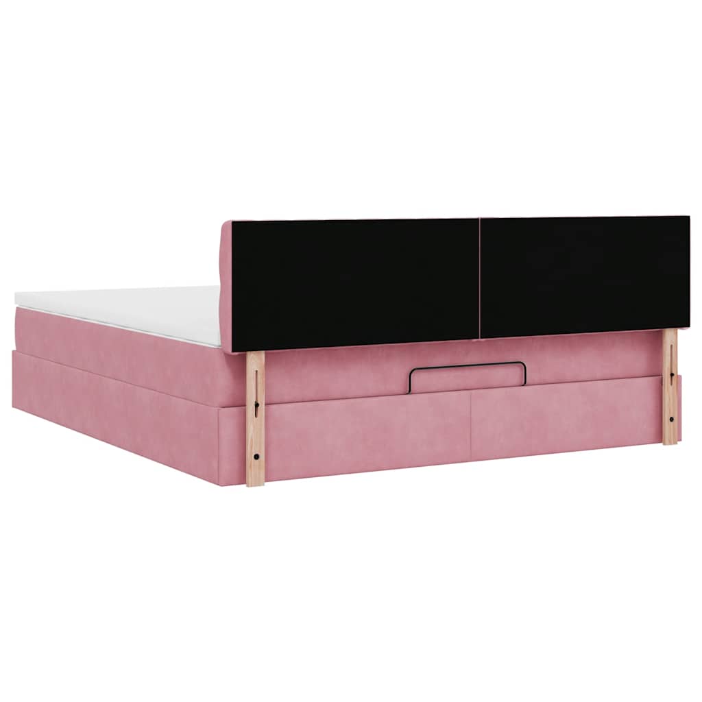 Struttura Letto Pouf con Materasso Rosa 180x200 cm in Velluto | homemem39