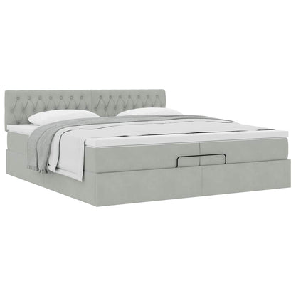 Struttura Letto Pouf con Materasso 200x200 cm in Velluto | homemem39