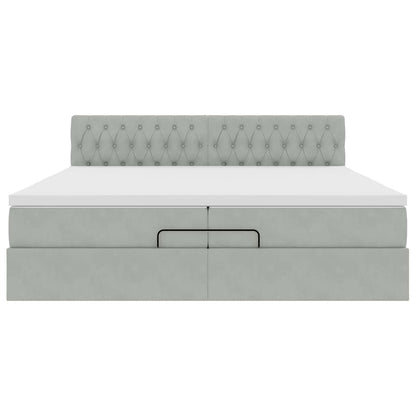 Struttura Letto Pouf con Materasso 200x200 cm in Velluto | homemem39