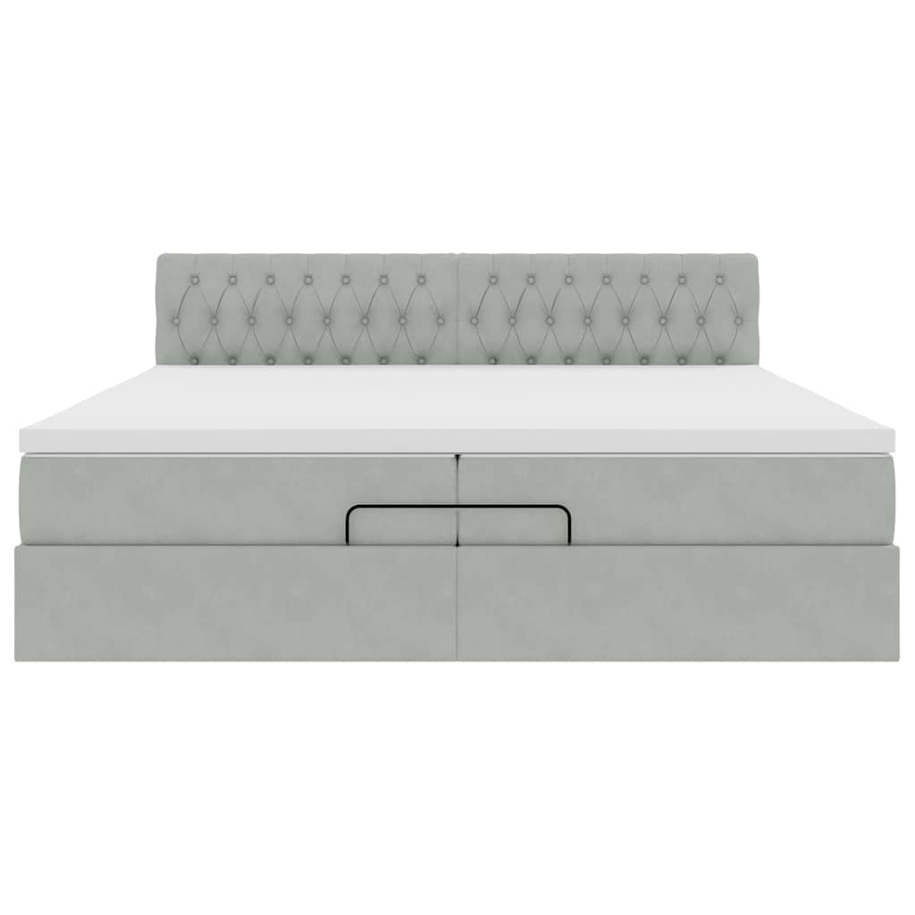 Struttura Letto Pouf con Materasso 200x200 cm in Velluto