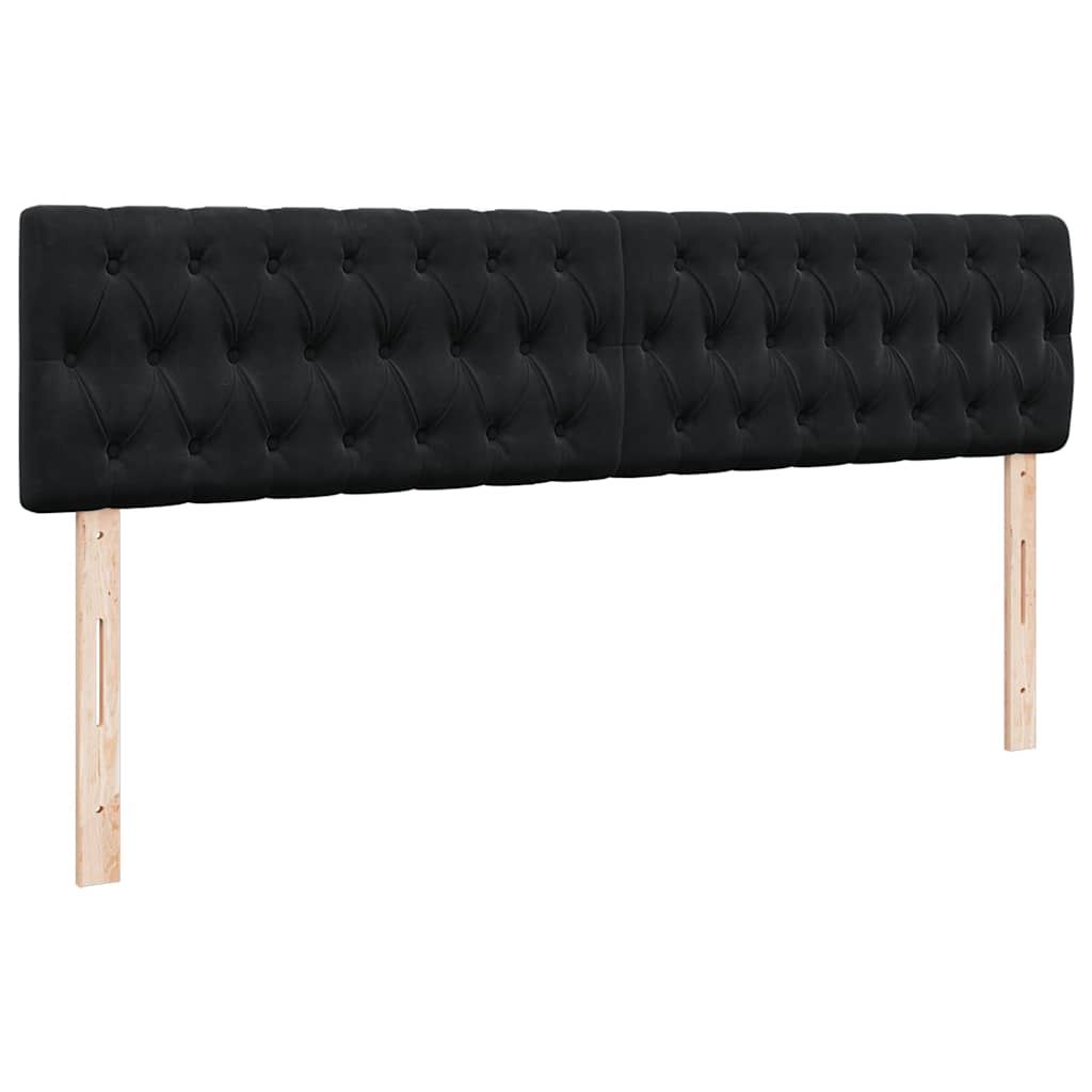 Struttura Letto Pouf con Materasso Nero 200x200 cm in Velluto