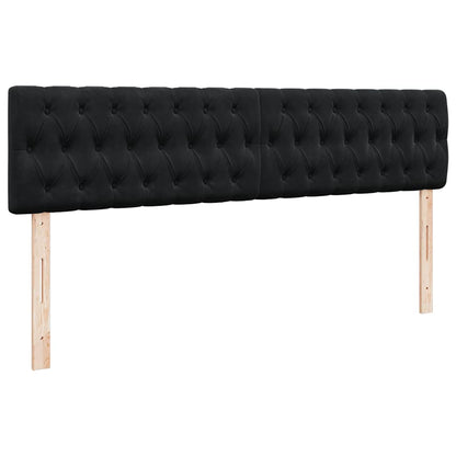 Struttura Letto Pouf con Materasso Nero 200x200 cm in Velluto
