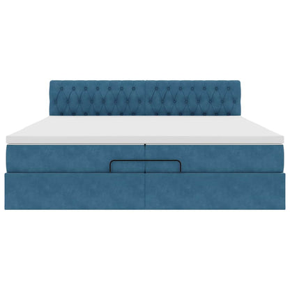 Struttura Letto Pouf con Materasso 200x200 cm in Velluto