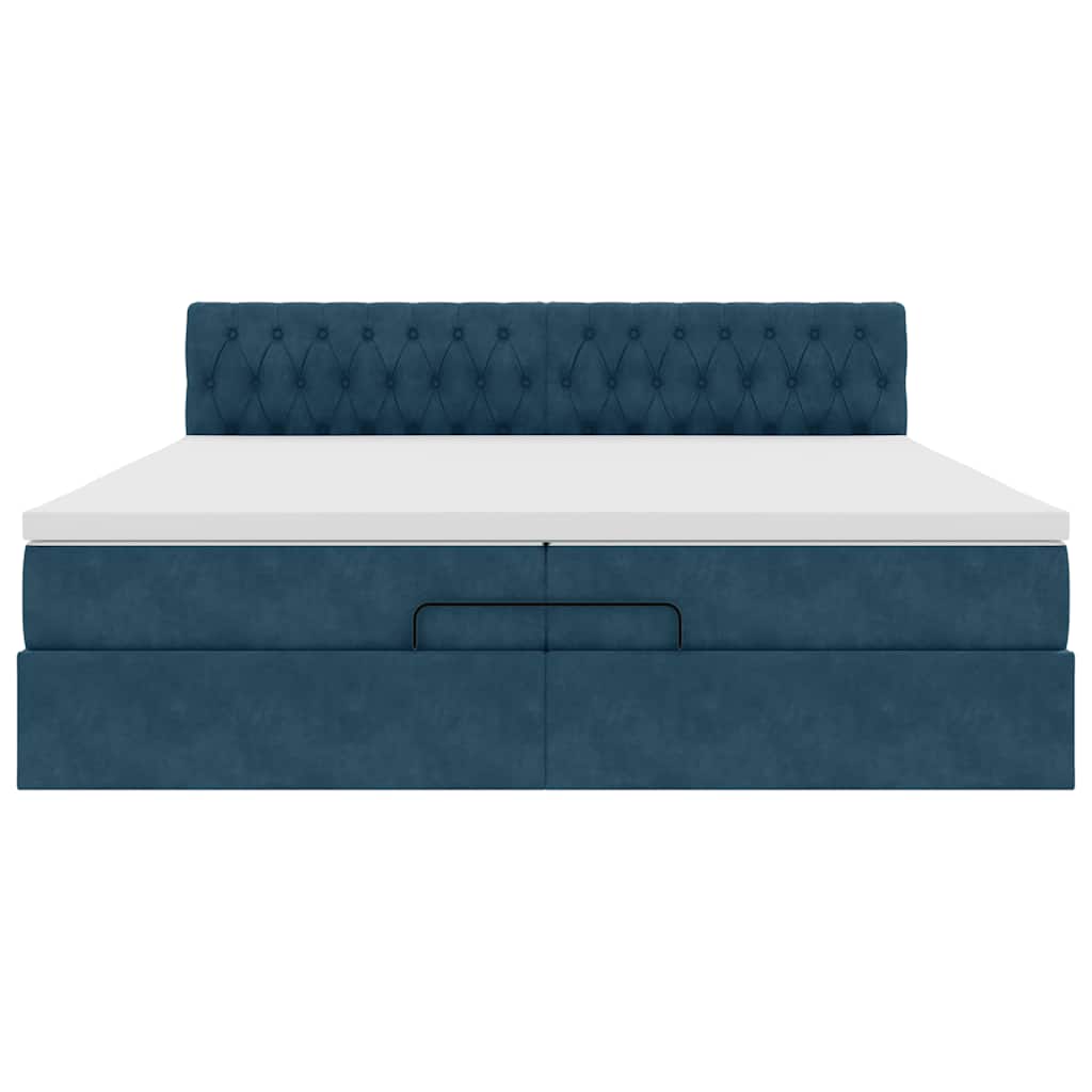 Struttura Letto Pouf con Materasso 200x200 cm in Velluto