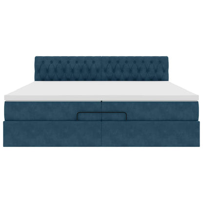 Struttura Letto Pouf con Materasso 200x200 cm in Velluto