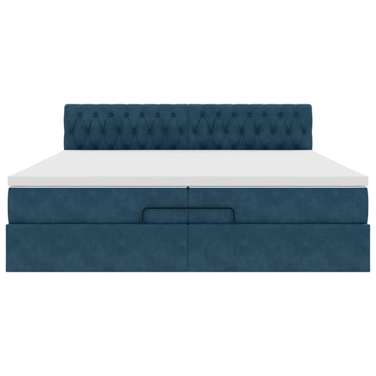 Struttura Letto Pouf con Materasso 200x200 cm in Velluto