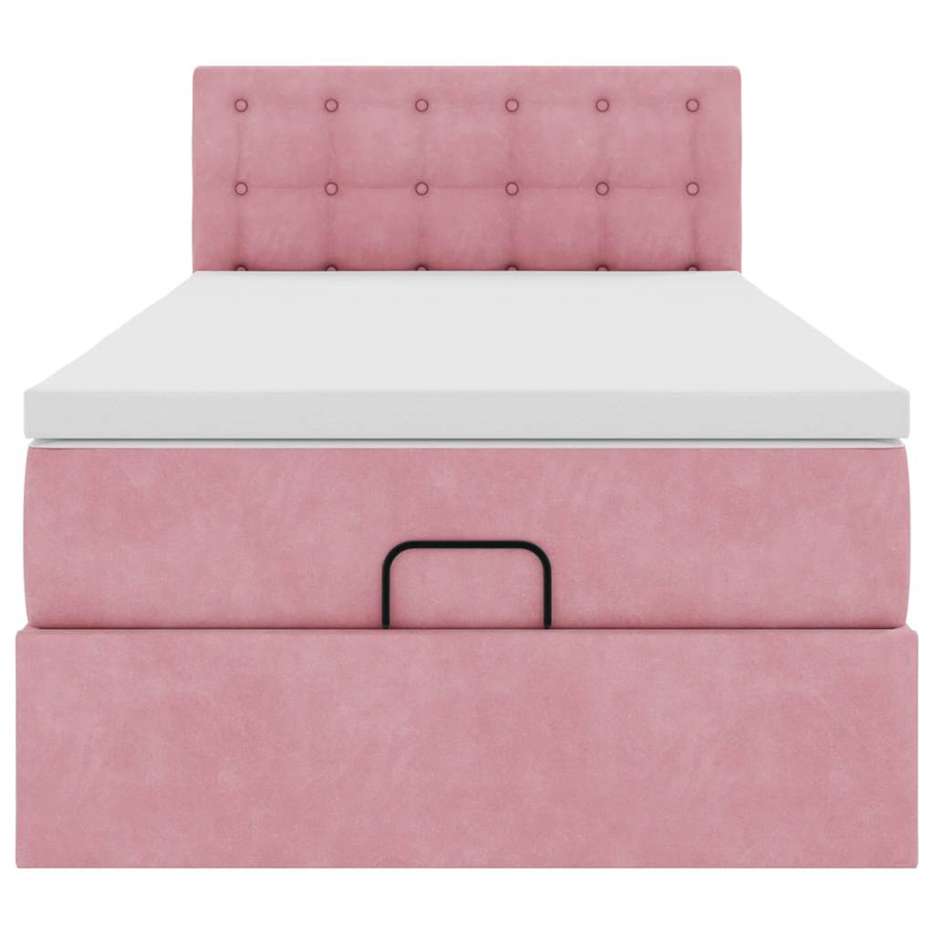 Struttura Letto Pouf con Materasso Rosa 80x200 cm Velluto | homemem39