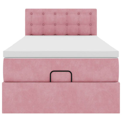 Struttura Letto Pouf con Materasso Rosa 80x200 cm Velluto | homemem39
