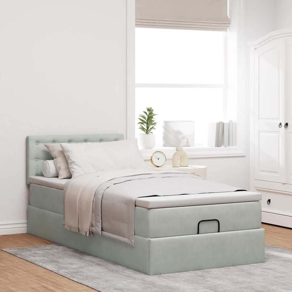 Struttura Letto Pouf con Materasso 90x190 cm in Velluto | homemem39