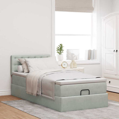 Struttura Letto Pouf con Materasso 90x190 cm in Velluto | homemem39