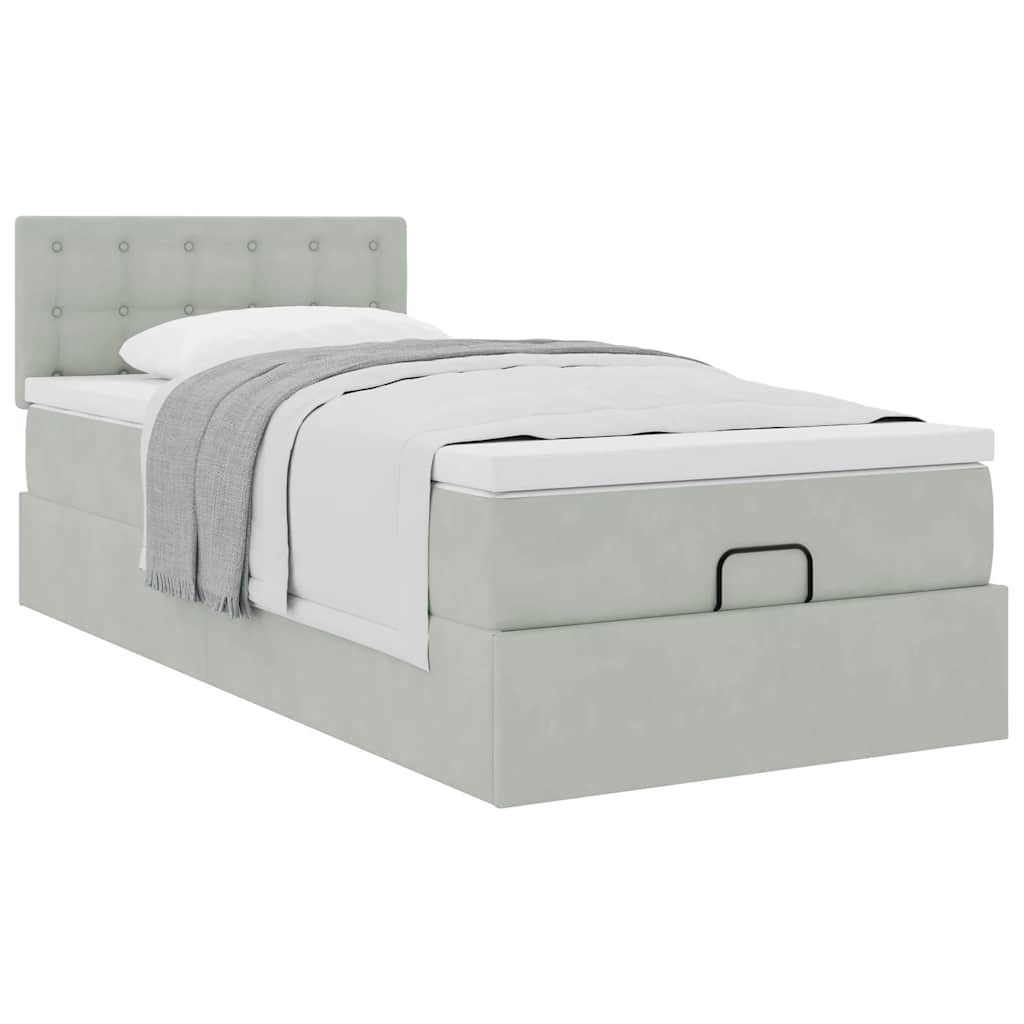 Struttura Letto Pouf con Materasso 90x190 cm in Velluto | homemem39